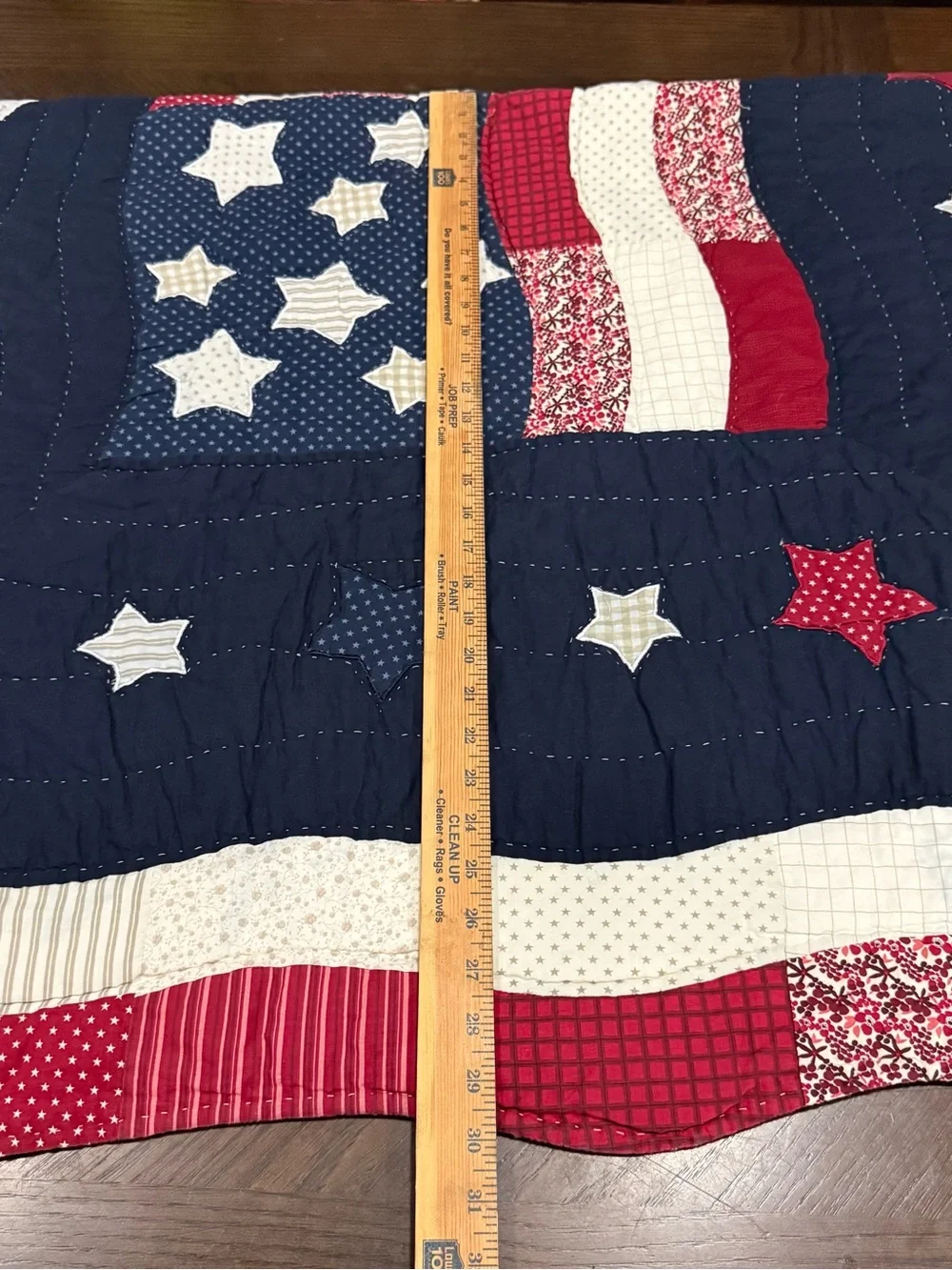 Patriotic Star & Stripe Quilted Throw - Red, White, Navy